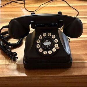 Crosley Model CR62 Classic Desk Phone Black Push Button Land Line Rotary Replica